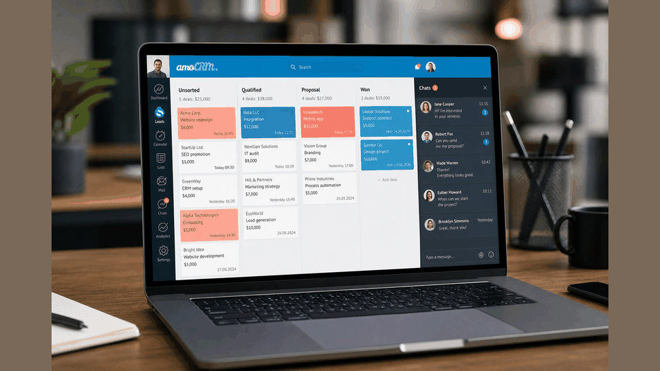 amocrm (kommo) интерфейс CRM