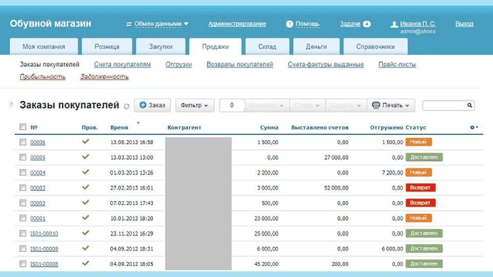 мойсклад интерфейс CRM