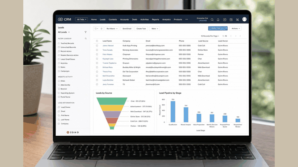 zoho crm интерфейс CRM